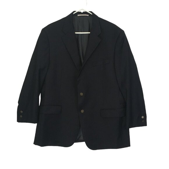 Hickey Freeman Lindsey Black Two Button Worsted Wool Jacket, Sports Coat 44R